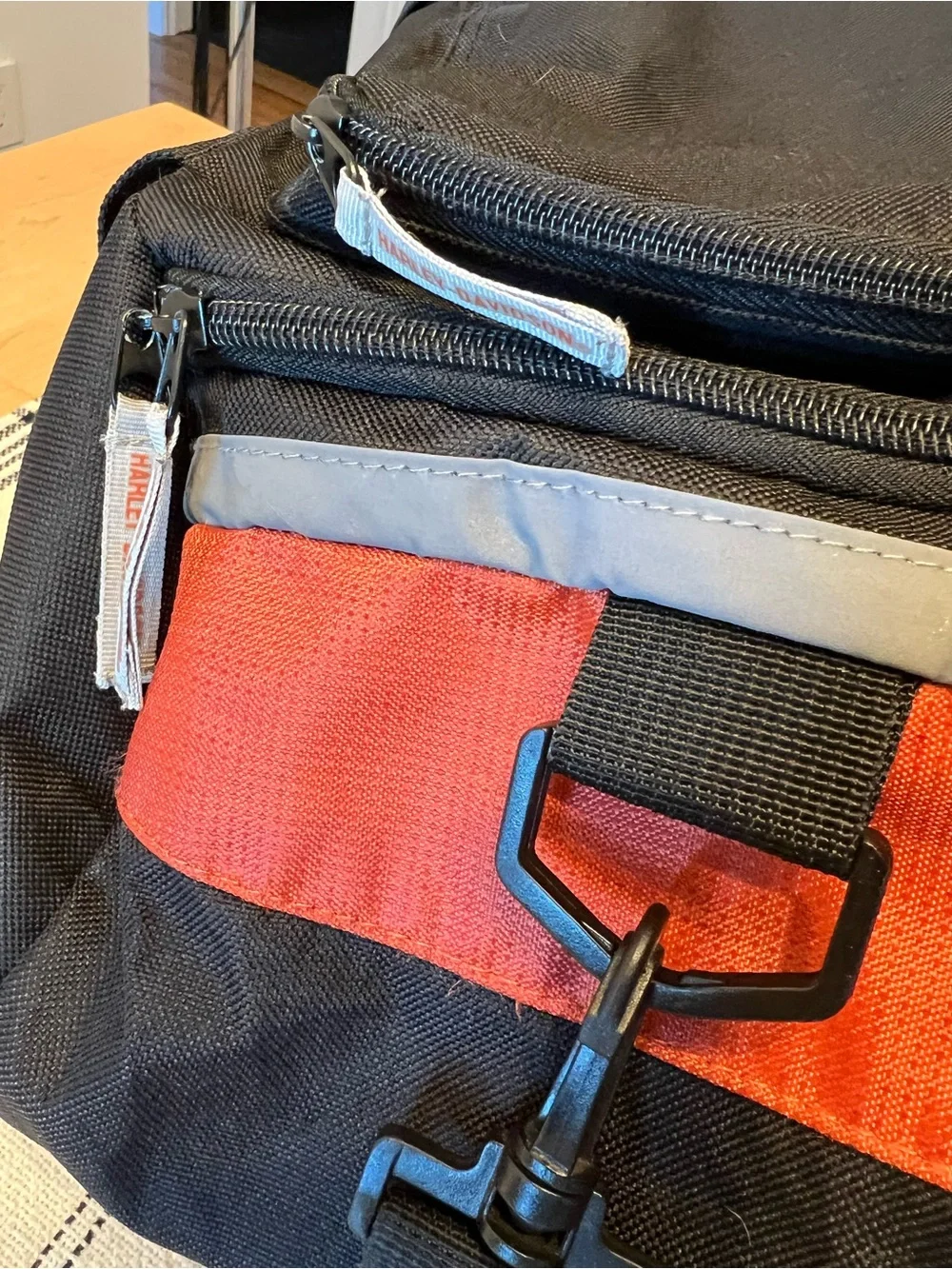 Harley-Davidson Black and Orange Logo Duffel Bag